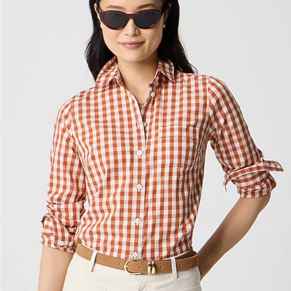 J. Crew rust/brown/Orange Plaid Button Down Shirt